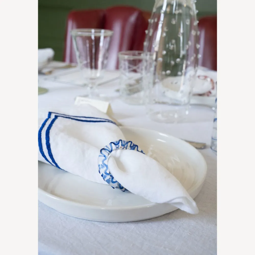 Issy Granger Place Settings & Linens|Multicolor Squiggle Glass Napkin Rings, Set of 4