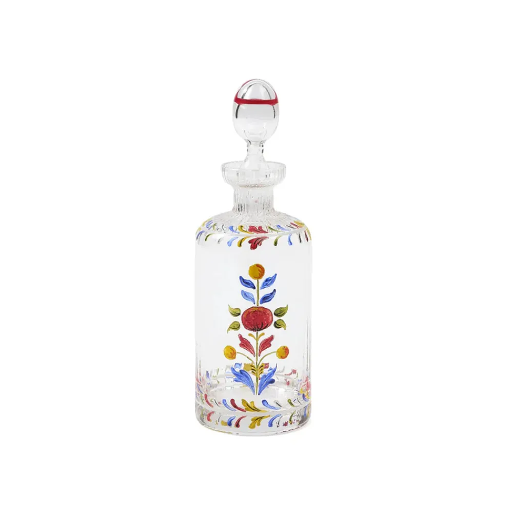 Cabana Glassware|Murano Hand-Painted Oil Bottle Multicolor