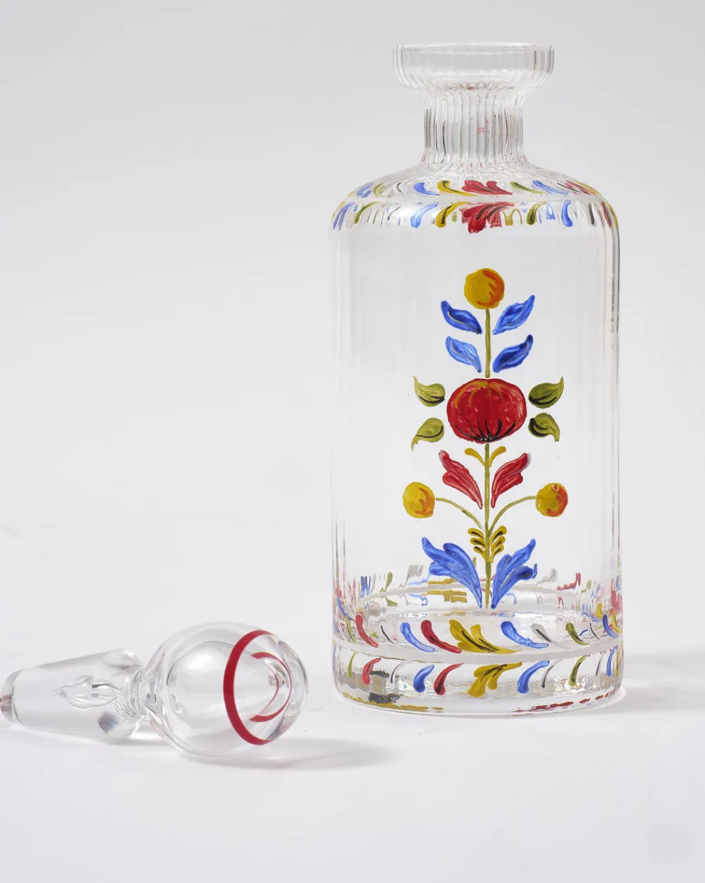 Cabana Glassware|Murano Hand-Painted Oil Bottle Multicolor