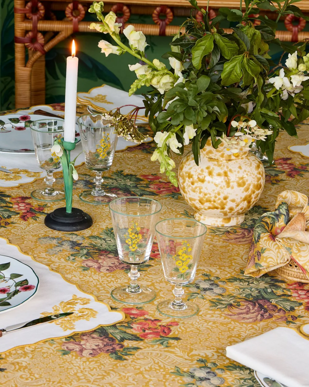 Cabana Glassware|Murano Primrose Hand-Painted Water Glass