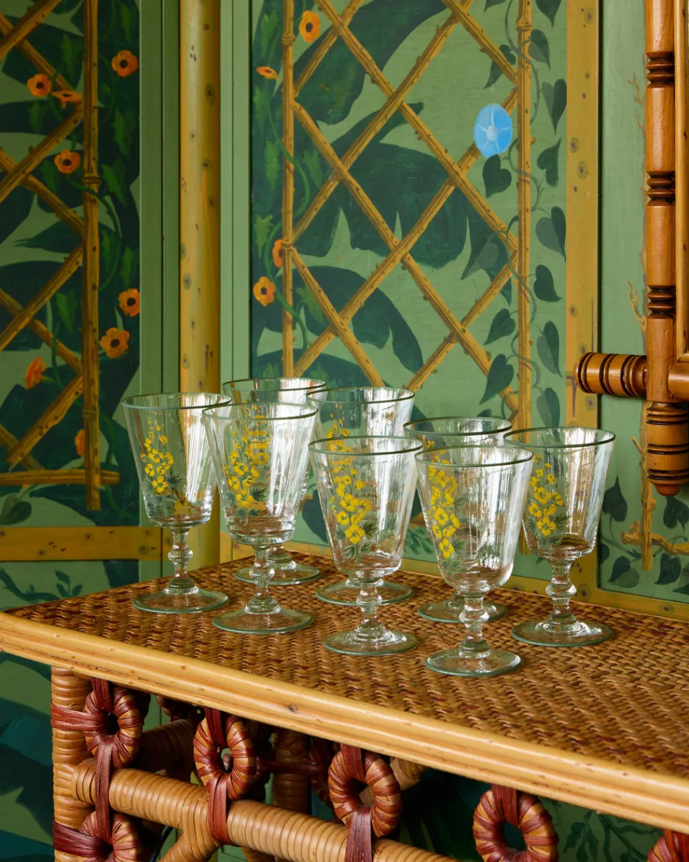Cabana Glassware|Murano Primrose Hand-Painted Water Glass