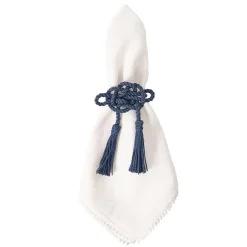 Juliska Place Settings & Linens|Mystic Knot Napkin Ring in Navy, Set of 4
