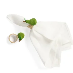 Sharland England Wicker|Place Settings & Linens|Napkin Rings Pear, Set Of 4