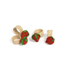 Sharland England Wicker|Place Settings & Linens|Napkin Rings Strawberry, Set Of 4
