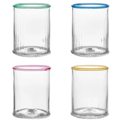 Juliska Glassware|Nell Double Old Fashioned Assorted, Set of 4 in Multi