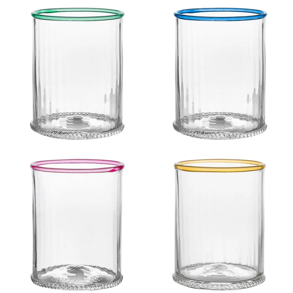 Juliska Glassware|Nell Double Old Fashioned Assorted, Set of 4 in Multi