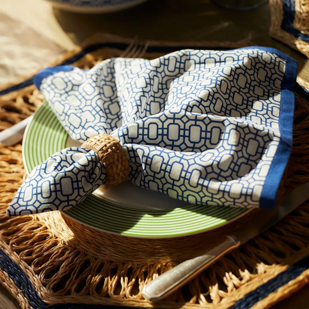 Caskata Place Settings & Linens|Newport Garden Gate Dinner Napkins in Blue, Set of 4