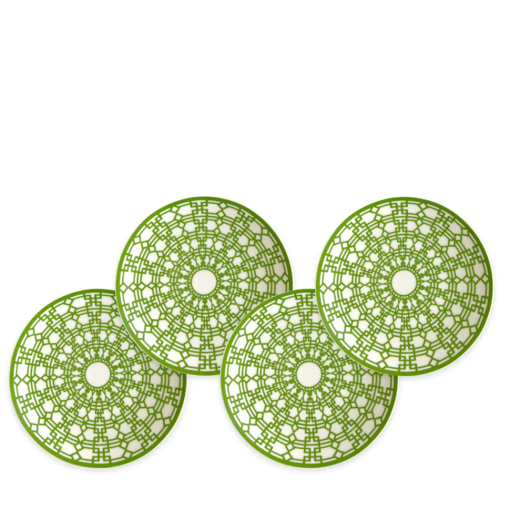 Caskata Dinnerware|Newport Green Canapé Plates Boxed, Set of 4