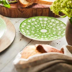 Caskata Dinnerware|Newport Green Canapé Plates Boxed, Set of 4