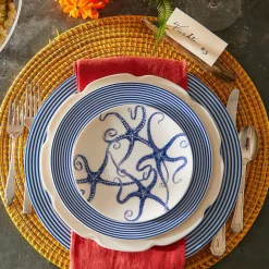 Caskata Dinnerware|Newport Racing Stripe Rimmed Salad Plate