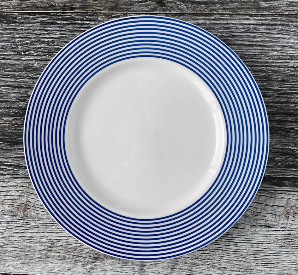 Caskata Dinnerware|Newport Racing Stripe Rimmed Salad Plate