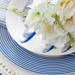 Caskata Dinnerware|Newport Racing Stripe Rimmed Dinner Plate