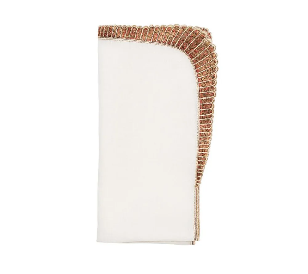 Kim Seybert Place Settings & Linens|Nile Napkin in White & Bronze, Set of 4
