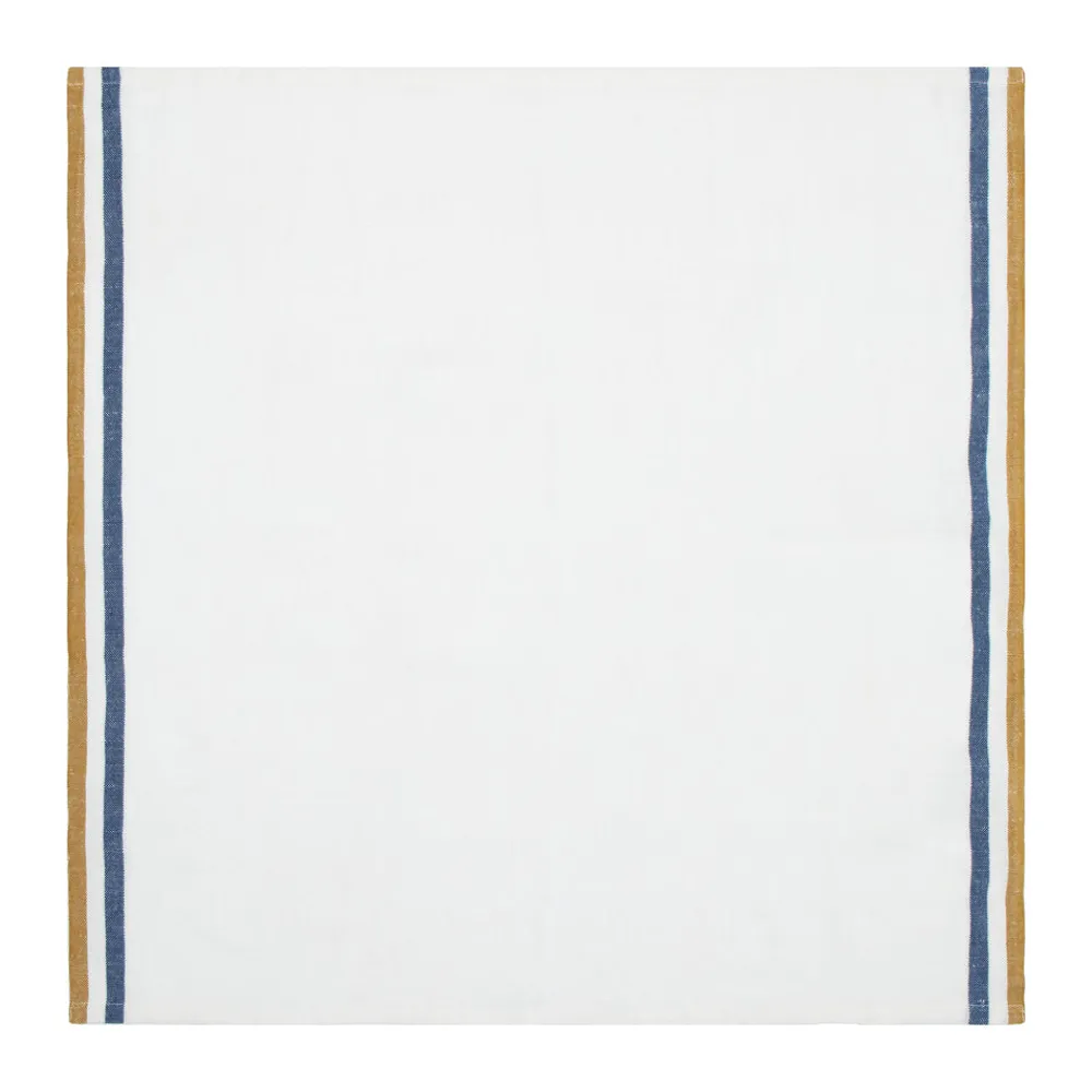 Caravan Place Settings & Linens|Normandy Napkins in Mustard, White, & Blue Stripes, Set of 4