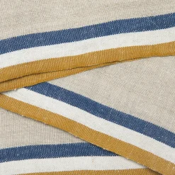 Caravan Place Settings & Linens|Normandy Napkins in Mustard, Natural & Blue Stripes, Set of 4