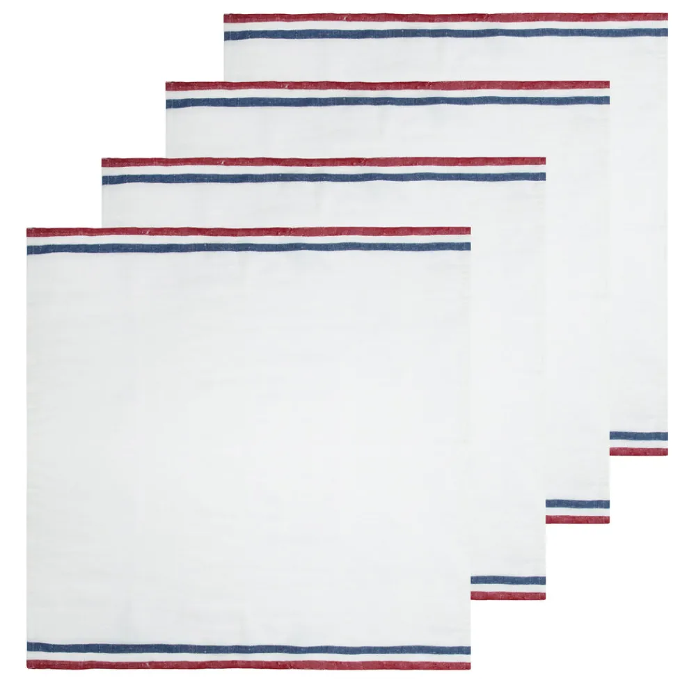Caravan Place Settings & Linens|Normandy Napkins in Red, White, & Blue Stripes, Set of 4