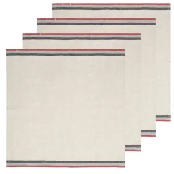Caravan Place Settings & Linens|Normandy Natural Napkins in Red, Grey, & Black Stripes, Set of 4