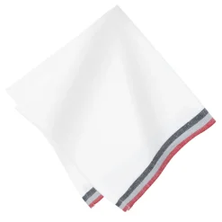Caravan Place Settings & Linens|Normandy White Napkins in Red, Grey, & Black Stripes, Set of 4