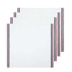 Caravan Place Settings & Linens|Normandy White Napkins in Red, Grey, & Black Stripes, Set of 4