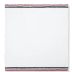 Caravan Place Settings & Linens|Normandy White Napkins in Red, Grey, & Black Stripes, Set of 4