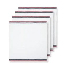 Caravan Place Settings & Linens|Normandy White Napkins in Red, Grey, & Black Stripes, Set of 4