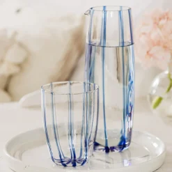 VIETRI Dinnerware|Nuovo Stripe Blue Pitcher