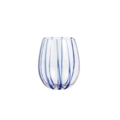 VIETRI Glassware|Nuovo Stripe Blue Stemless Wine Glass