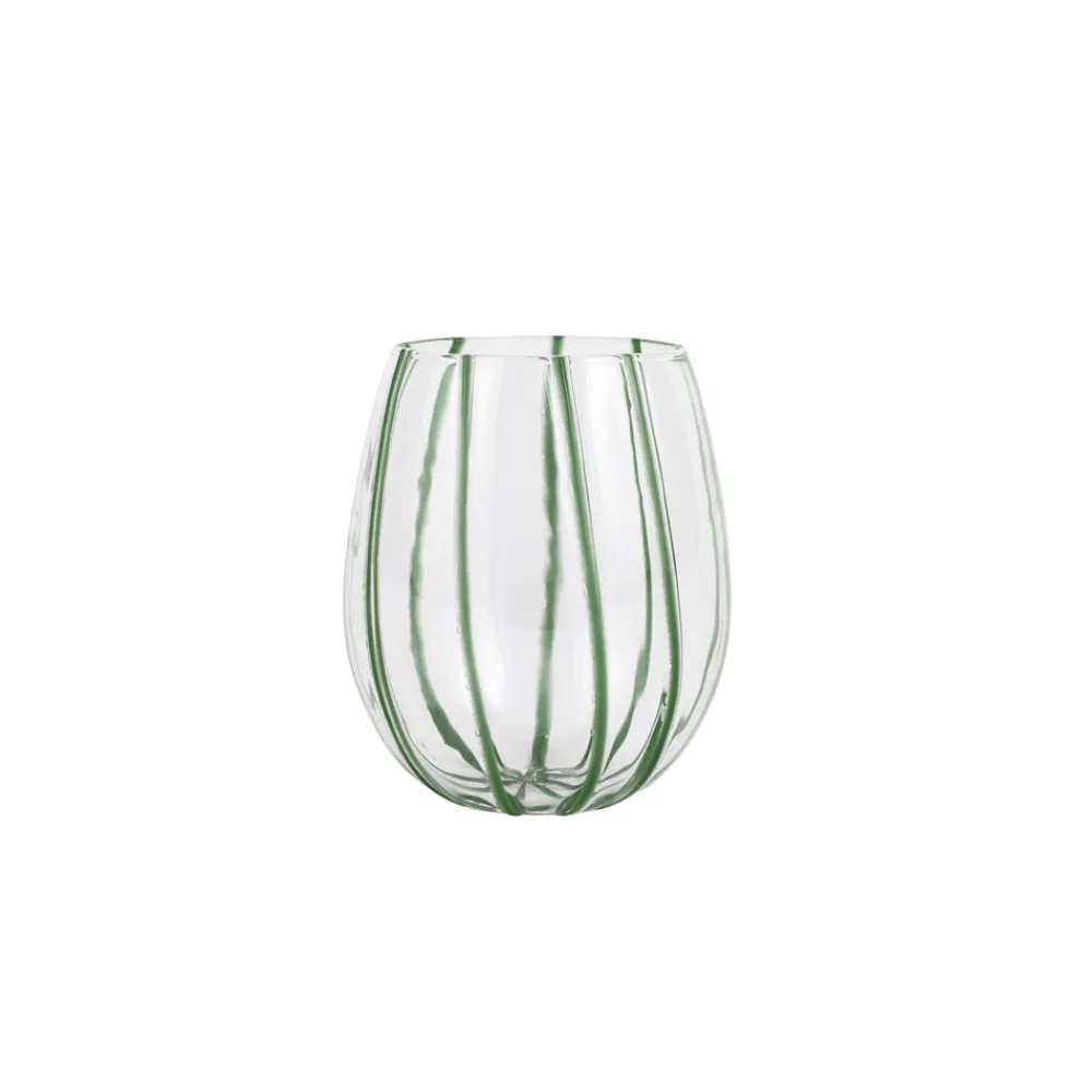 VIETRI Glassware|Nuovo Stripe Green Stemless Wine Glass