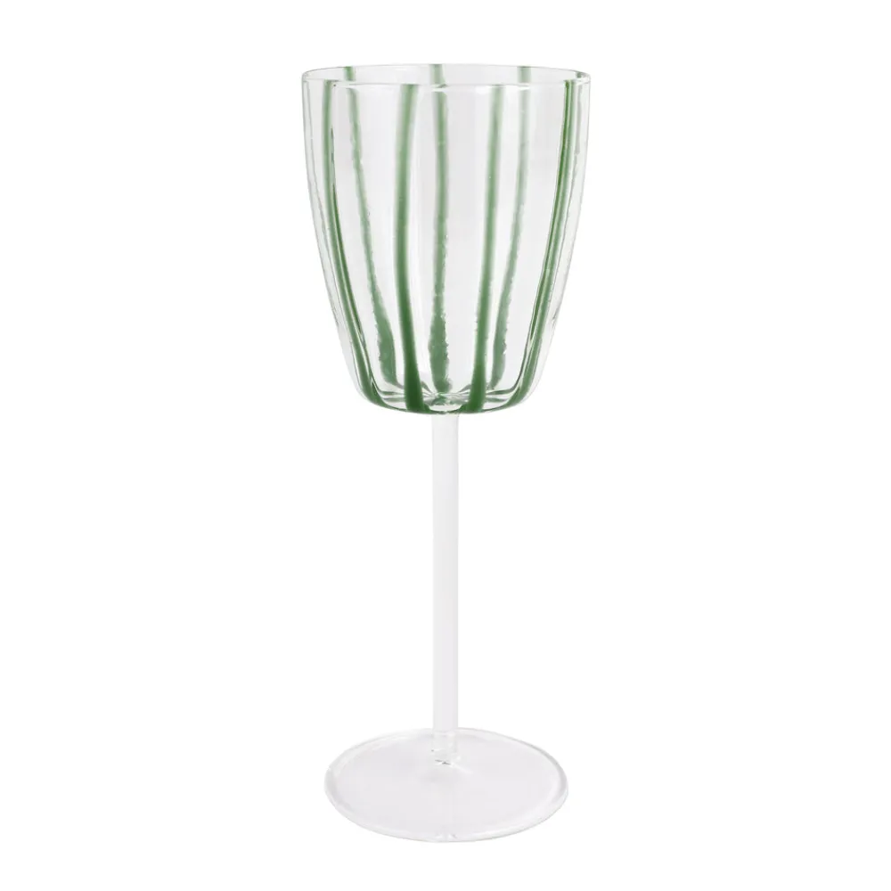 VIETRI Glassware|Nuovo Stripe Green Wine Glass