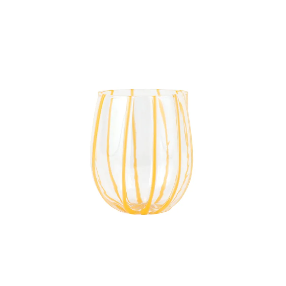 VIETRI Glassware|Nuovo Stripe Stemless Wine Glass in Yellow