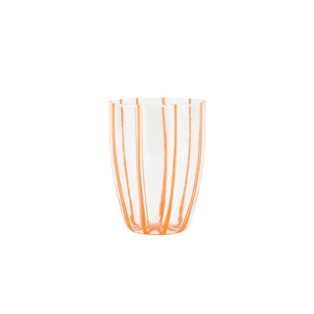 VIETRI Glassware|Nuovo Stripe Tall Tumbler in Orange