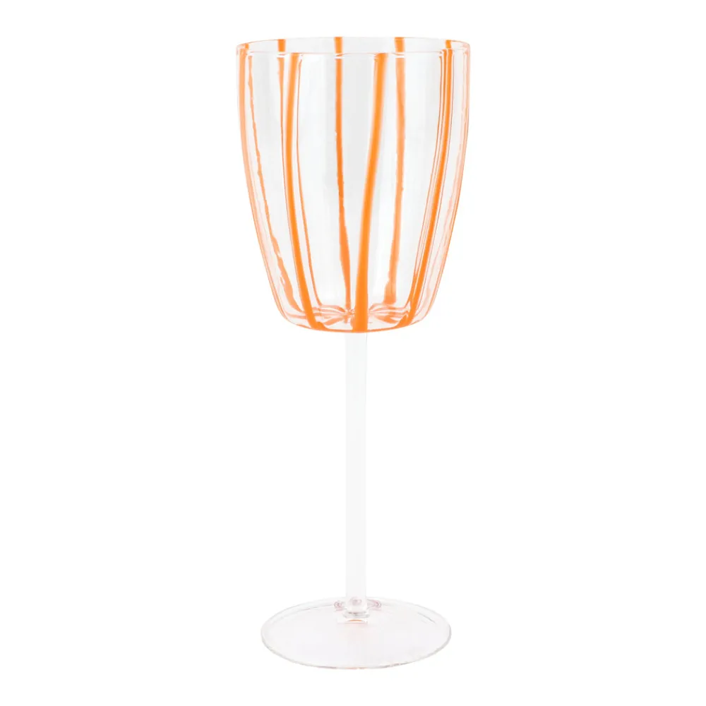 VIETRI Glassware|Nuovo Stripe Wine Glass in Orange