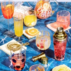 VIETRI Glassware|Nuovo Stripe Wine Glass in Orange