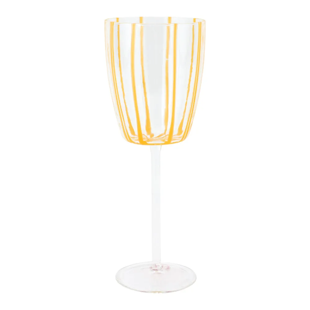 VIETRI Glassware|Nuovo Stripe Wine Glass in Yellow