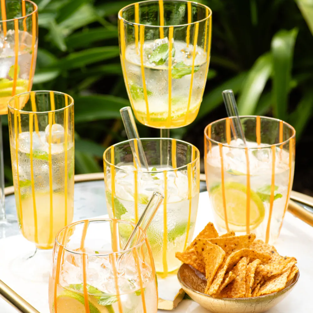 VIETRI Glassware|Nuovo Stripe Wine Glass in Yellow