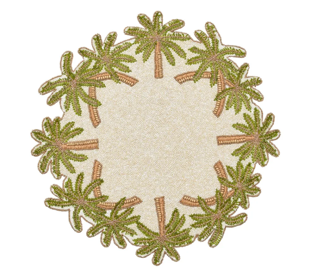 Kim Seybert Place Settings & Linens|Oasis Placemat in Ivory, Green & Gold, Set of 2