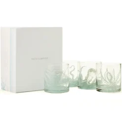 Two's Company Glassware|Octopus Double Old Fashion Glass in Gift Box, Set of 4