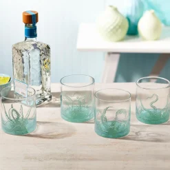 Two's Company Glassware|Octopus Double Old Fashion Glass in Gift Box, Set of 4