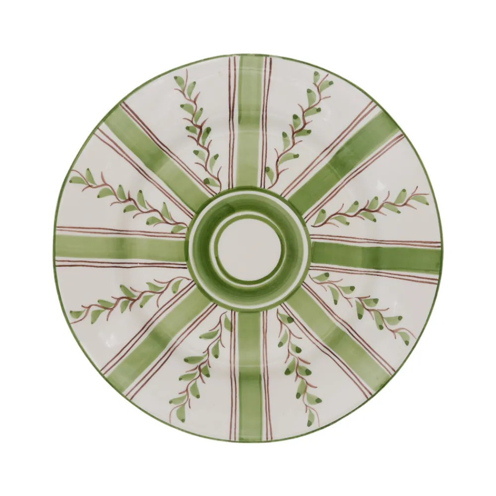 Carolina Irving and Daughters Dinnerware|Olive Stripe Dinner Plate