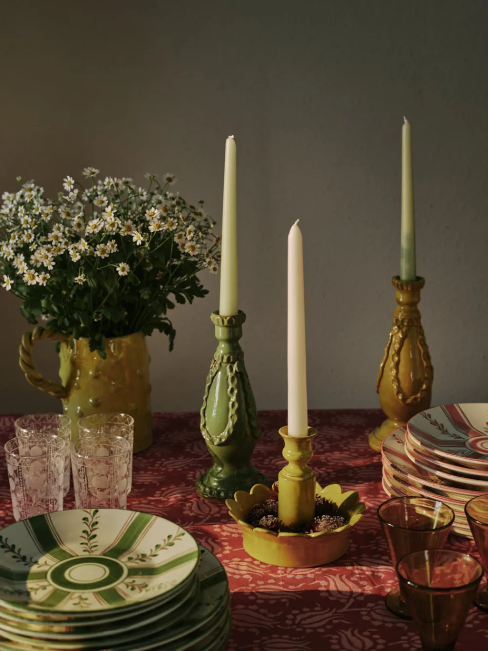 Carolina Irving and Daughters Dinnerware|Olive Stripe Dinner Plate