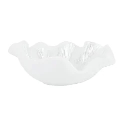 VIETRI Dinnerware|Onda Glass White Ruffled Round Bowl