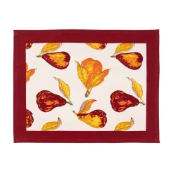 Couleur Nature Place Settings & Linens|Orchard Pear Mats in Burgundy, Set of 6