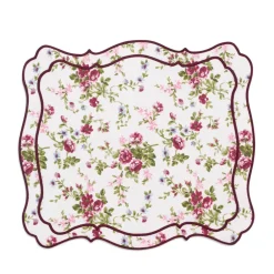 Loulou La Dune Place Settings & Linens|OTM Exclusive: Aline Placemat and Napkin Set in Pink with Burgundy Embroidery