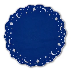 Loulou La Dune Place Settings & Linens|OTM Exclusive: Astral Linen Placemat in Midnight Blue and Silver Embroidery