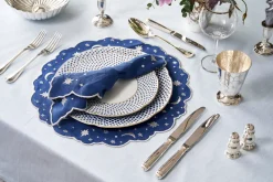 Loulou La Dune Place Settings & Linens|OTM Exclusive: Astral Linen Placemat in Midnight Blue and Silver Embroidery
