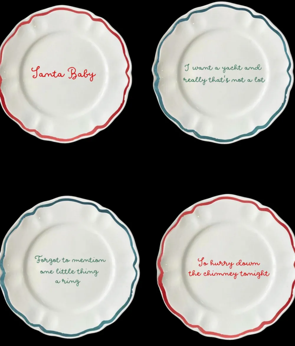 Sveva's Home Dinnerware|OTM Exclusive: Santa Baby Plates, Set of 4