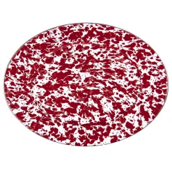 Golden Rabbit Dinnerware|Oval Platter in in Red Swirl