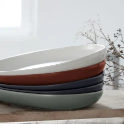 Costa Nova Dinnerware|Pacifica Collection Oval Plates in Seed Grey, Set of 6