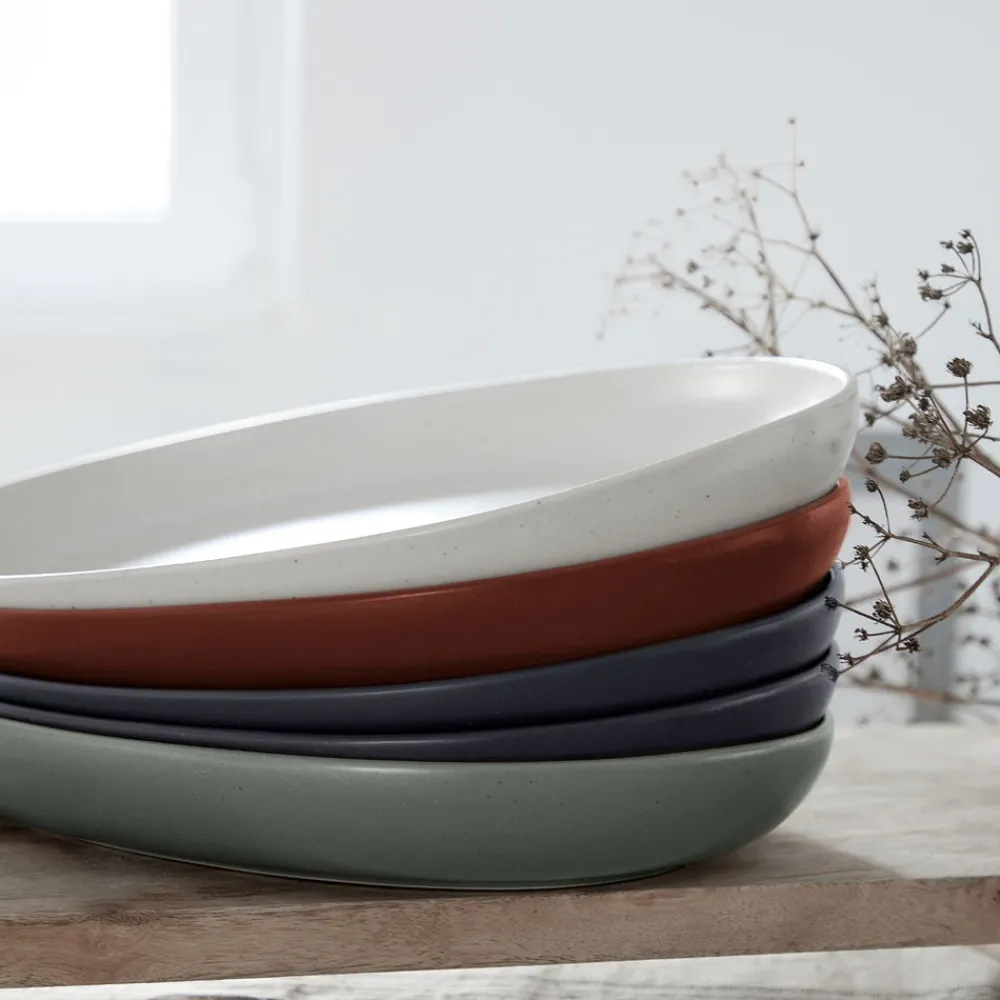 Costa Nova Dinnerware|Pacifica Collection Oval Plates in Seed Grey, Set of 6