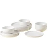 Costa Nova Dinnerware|Pacifica Collection 12-pc Place Setting with Cereal Bowl in Salt
